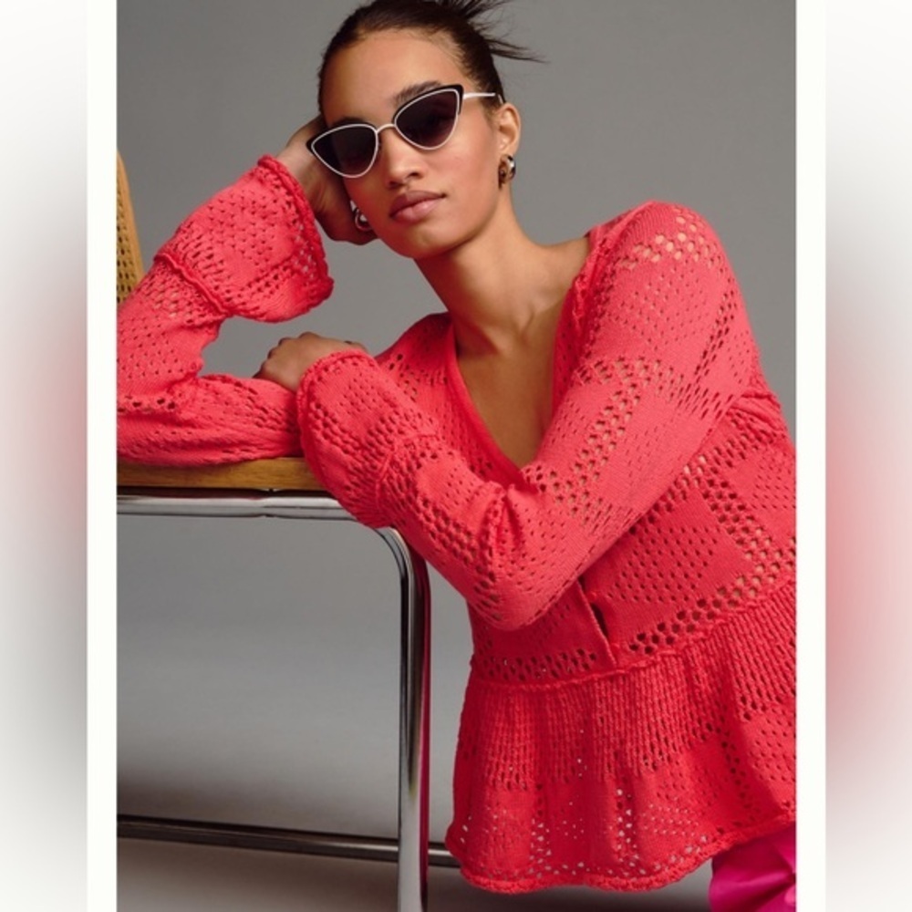 Pilcro  from Anthropologie Pointelle Babydoll SWEATER SIZE  Small